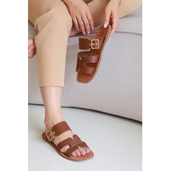 Rasteira H Whisky Couro - H10 - LET SHOES
