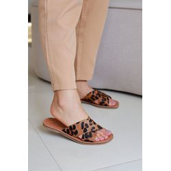 Rasteira Básica Leopardo Couro - 031 - LET SHOES