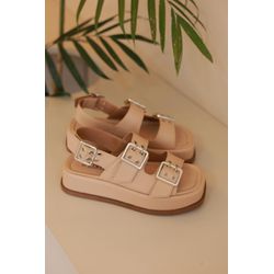 Papete Flat Form Isa Amêndoa - P103 - LET SHOES