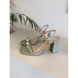 MARCELA - Sandália Feminina Salto Bloco Oliva - S... - LET SHOES