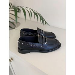 Mocassim Feminino Básico Com Tachas Preto - MC - LET SHOES