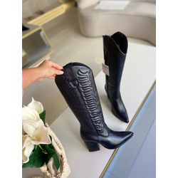 Bota Couro Legítimo Cano Longo Texas Preta - 01T - LET SHOES