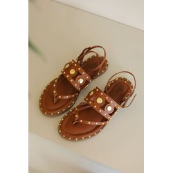 Rasteira Feminina Romana - cor caramelo - LET SHOES