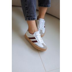 Tênis Feminino Confort Off White/ Marsala - 788 - LET SHOES