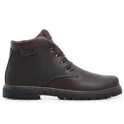 Bota Coturno 6018 em Couro Crazy Horse Cafe Fosco - Mega Boots | Botas e Coturnos em couro