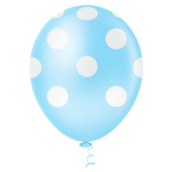 Balão Fantasia N°10 Poá Azul Claro com Branco c/25... - LOJA SABRINA