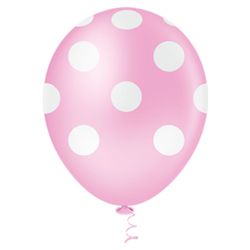 Balão Fantasia N°10 Póa Rosa Baby com Branco c/25u... - LOJA SABRINA