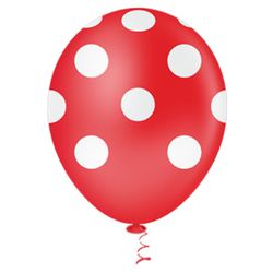 Balão Fantasia N°10 Poá Vermelho com Branco c/25un... - LOJA SABRINA