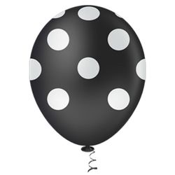 Balão-Fantasia-N-10-Poá-Preto-com-Branco-c-25und-PICPIC-embalagens-sabrina