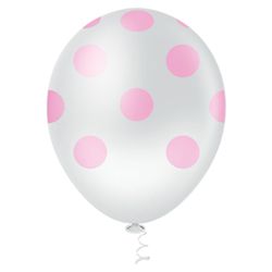 Balão Fantasia N°10 Poá Branco com Rosa c/25und PI... - LOJA SABRINA