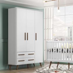 Guarda Roupa Retrô 3 Portas 2 Gavetas Pés Palito B... - Lojas Premium