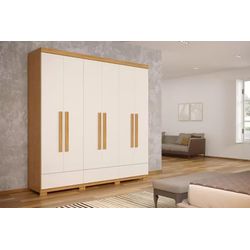 Guarda Roupa Casal 6 Portas Lexus Camarú/Pérola Ro... - Lojas Premium