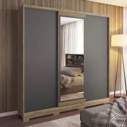 Guarda Roupa Casal Oasis 3 Portas de Correr com Es... - Lojas Premium