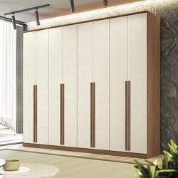 Guarda Roupa Casal Ele e Ela 8 Portas Jatoba/Areia... - Lojas Premium