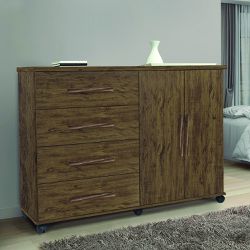 Cômoda Para Quarto 4 Gavetas Bali Amendoa Wood Pri... - Lojas Premium