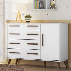 Cômoda Sapateira Infantil 4 Gavetas e 1 Porta Carv... - Lojas Premium