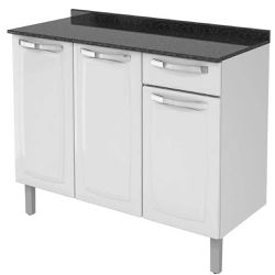 Balcão 3 Portas 1 Gaveta Rose Itatiai Branco - 700... - Lojas Premium