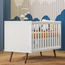 Berço Mini Cama Q Encanto Retrô Qmovi Branco - 105... - Lojas Premium
