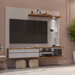 Painel para TV ate 60'' Amazon Off white/canela Mi... - Lojas Premium