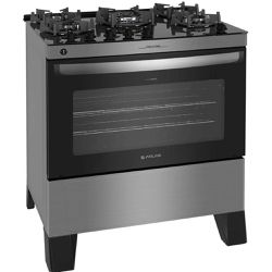 Fogão 5 bocas Atlas Agile Up Inox com Mesa de Vidr... - Lojas Premium