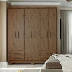 Guarda Roupa Casal 6 Portas 4 Gavetas Capuccino Pr... - Lojas Premium