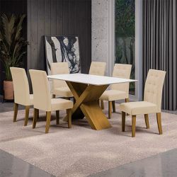 Conjunto Mesa de Jantar Dubai 6 Cadeiras Dobue Car... - Lojas Premium