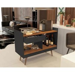 Aparador Bar Pés Palito JB 4064 Luxo Preto Nature ... - Lojas Premium