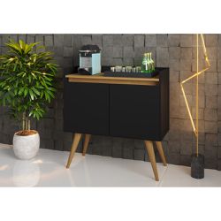 Aparador Buffet Gold 2 Portas Pes Palito Preto/Mel... - Lojas Premium