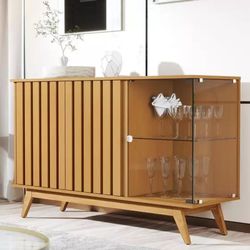Aparador Buffet Açai 3 Portas Luxo Nature JB Becha... - Lojas Premium