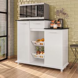 Balcão Multiuso Bianca com Fruteira Branco Nicioli... - Lojas Premium