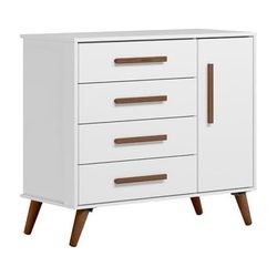 Comoda Sapateira Retro 1 Porta 4 Gavetas Branco Qm... - Lojas Premium