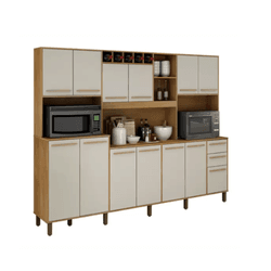 Armario de Cozinha Agata 12 Portas Cinamomo/Off wh... - Lojas Premium