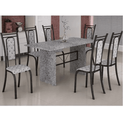 Mesa De Jantar Paris com 6 Cadeiras Base Granito P... - Lojas Premium