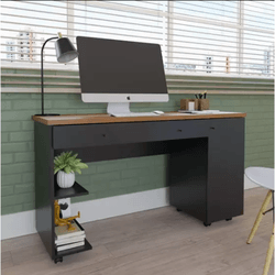 Escrivaninha Ariel com 1 Porta e 2 Gavetas Preto/M... - Lojas Premium