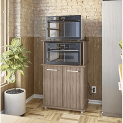 Balcão Isis para Microondas e Forno 2 Portas Carva... - Lojas Premium