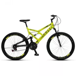 BICICLETA COLLI GPS DUPLA SUSP ARO 26 AMARELO NEON... - Lojas Premium