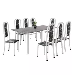 MESA ATENAS C/8 CADEIRAS BASE ALAGOAS GRANITO OCRE... - Lojas Premium