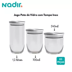 KIT 3 POTES VERT BASIC 1,2L/540ML/750ML - NADIR - ... - Lojas Premium