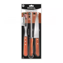 KIT PARA CHURRASCO WOOD COM 3 PEÇAS ORIGINAL - 141... - Lojas Premium