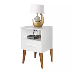 MESA DE CABECEIRA PEROLA BRANCO 1 GAVETA - ROMAR -... - Lojas Premium