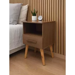 MESA DE CABECEIRA PEROLA CANELA 1 GAVETA - ROMAR -... - Lojas Premium