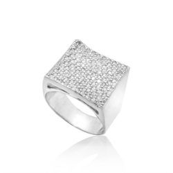 Anel De Prata 950 Feminino Com Pave Pedra Quadrado... - Lola Braga Acessórios