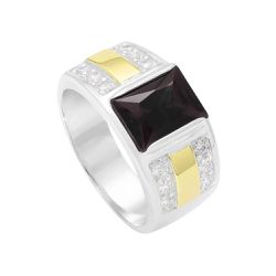Anel Masculino em Prata 950 com Pedra Preta - AN13... - Lola Braga Acessórios