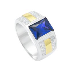 Anel Masculino em Prata 950 com Pedra Azul - AN130... - Lola Braga Acessórios