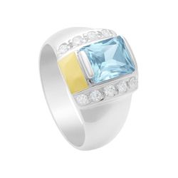 Anel Masculino em Prata 950 com Pedra Azul Claro -... - Lola Braga Acessórios