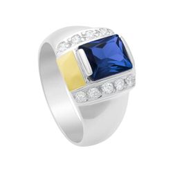 Anel Masculino em Prata 950 com Pedra Azul - AN130... - Lola Braga Acessórios