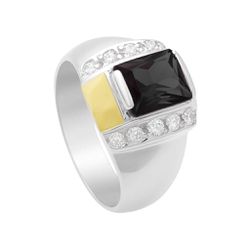 Anel Masculino em Prata 950 com Pedra Preta - AN13... - Lola Braga Acessórios