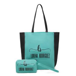 Bolsa Sacola Silicone Lr + Nécessaire - Azul Turquesa - Lorena Rodriguez