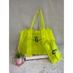 Bolsa Verão Sacola Silicone Lr + Nécessaire - Amarela - Lorena Rodriguez