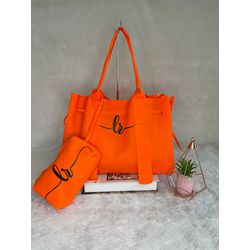 Bolsa Verão Sacola Silicone Lr + Nécessaire - Laranja - Lorena Rodriguez